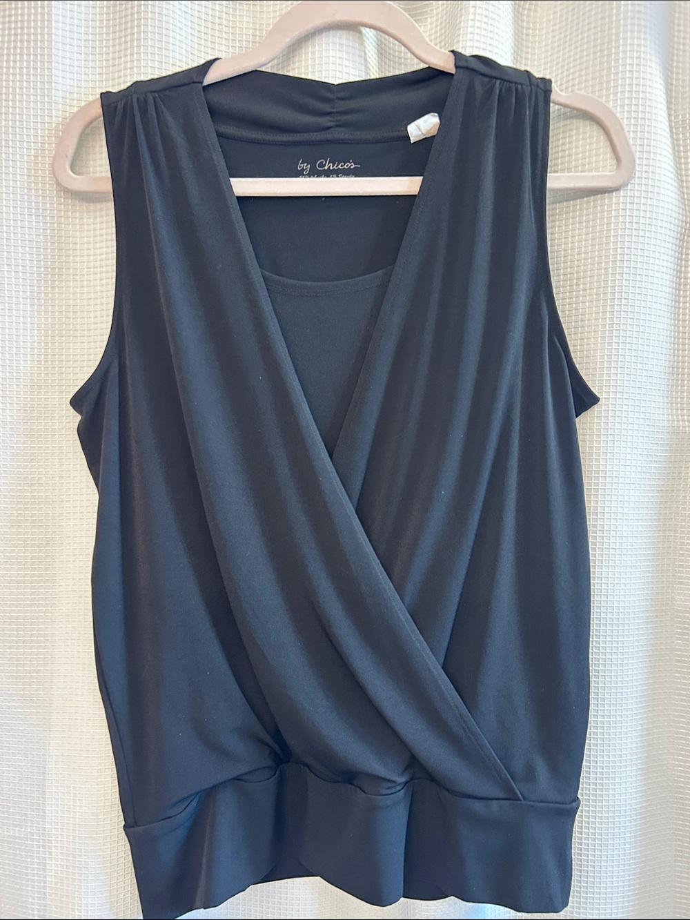 Chico's Black Faux-Wrap Sleeveless Tank Size 1 EUC